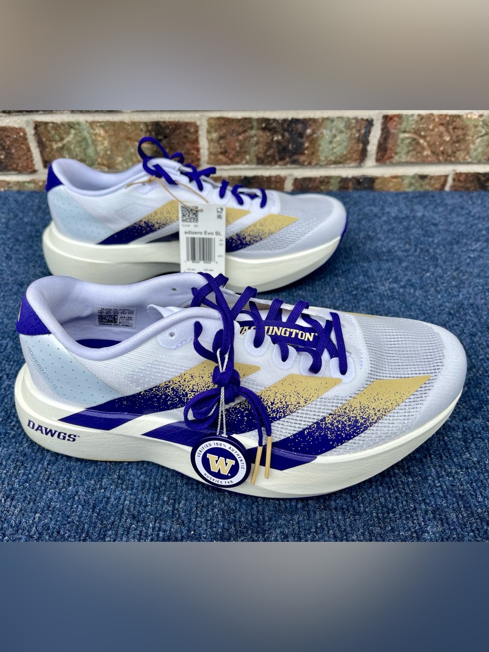 Adidas Adizero EVO SL Washington Huskies Shoes Men Size 7 Women Size 8 New w/tag - Picture 1 of 14